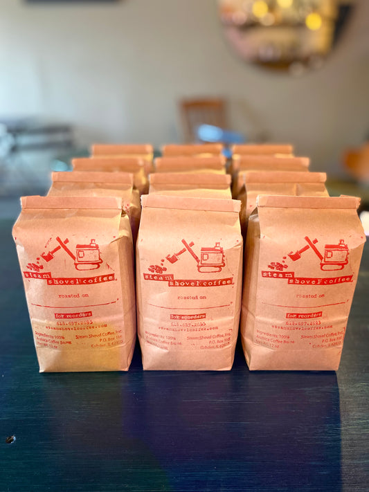12 twelve ounce bags of Steam Shovel Coffee